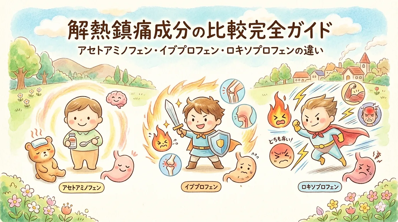 解熱鎮痛成分の比較【登録販売者試験対策】アセトアミノフェン・イブプロフェン・アスピリンを薬剤師が解説
