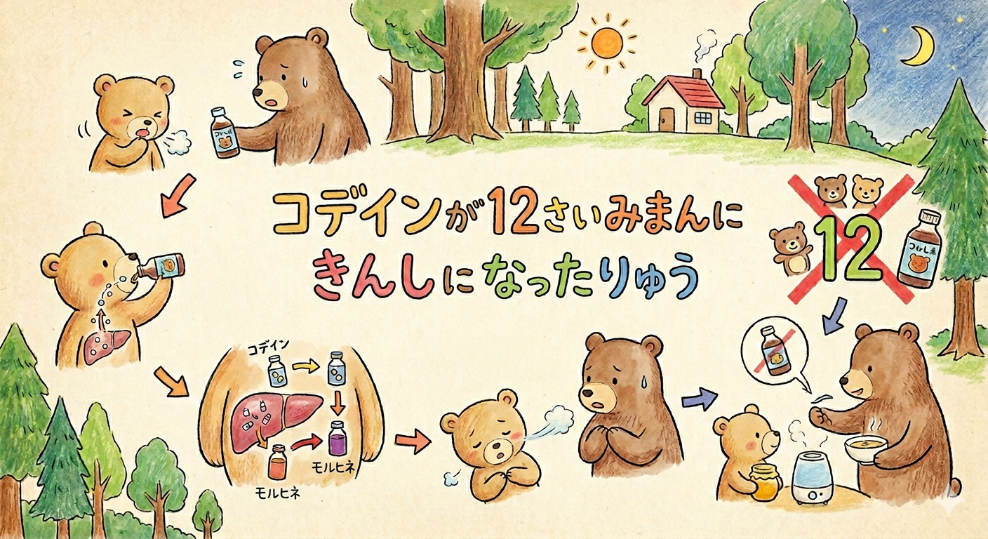 コデインが12歳未満に禁止になった理由【登録販売者試験対策】鎮咳成分の安全性と依存性を薬剤師が解説