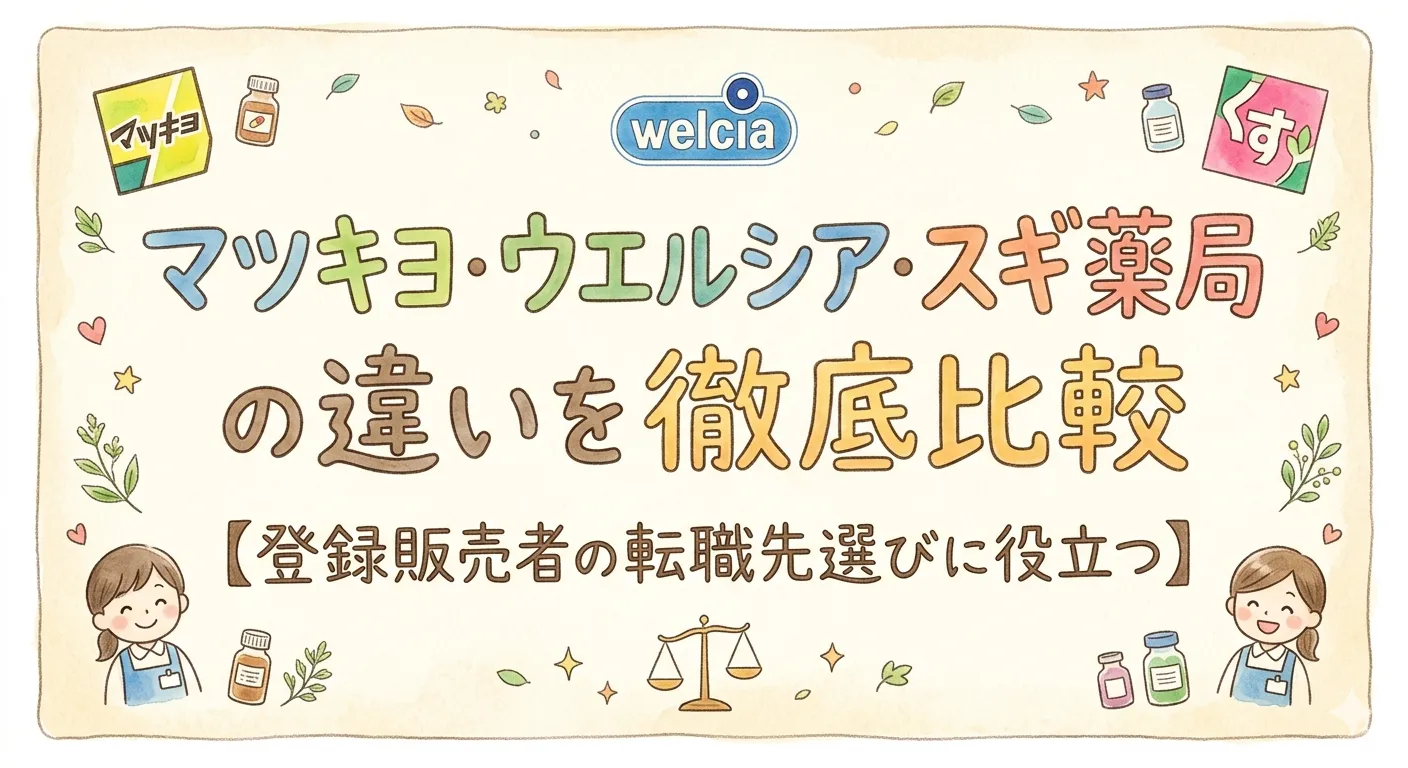 マツキヨ・ウエルシア・スギ薬局の違いを徹底比較【登録販売者の転職先選びに役立つ】