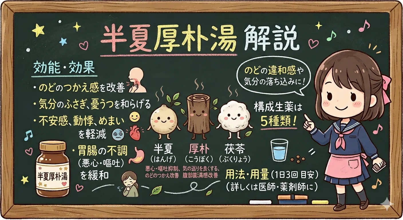 半夏厚朴湯（はんげこうぼくとう）とは？のどのつかえ・不安に効く漢方を薬剤師が解説