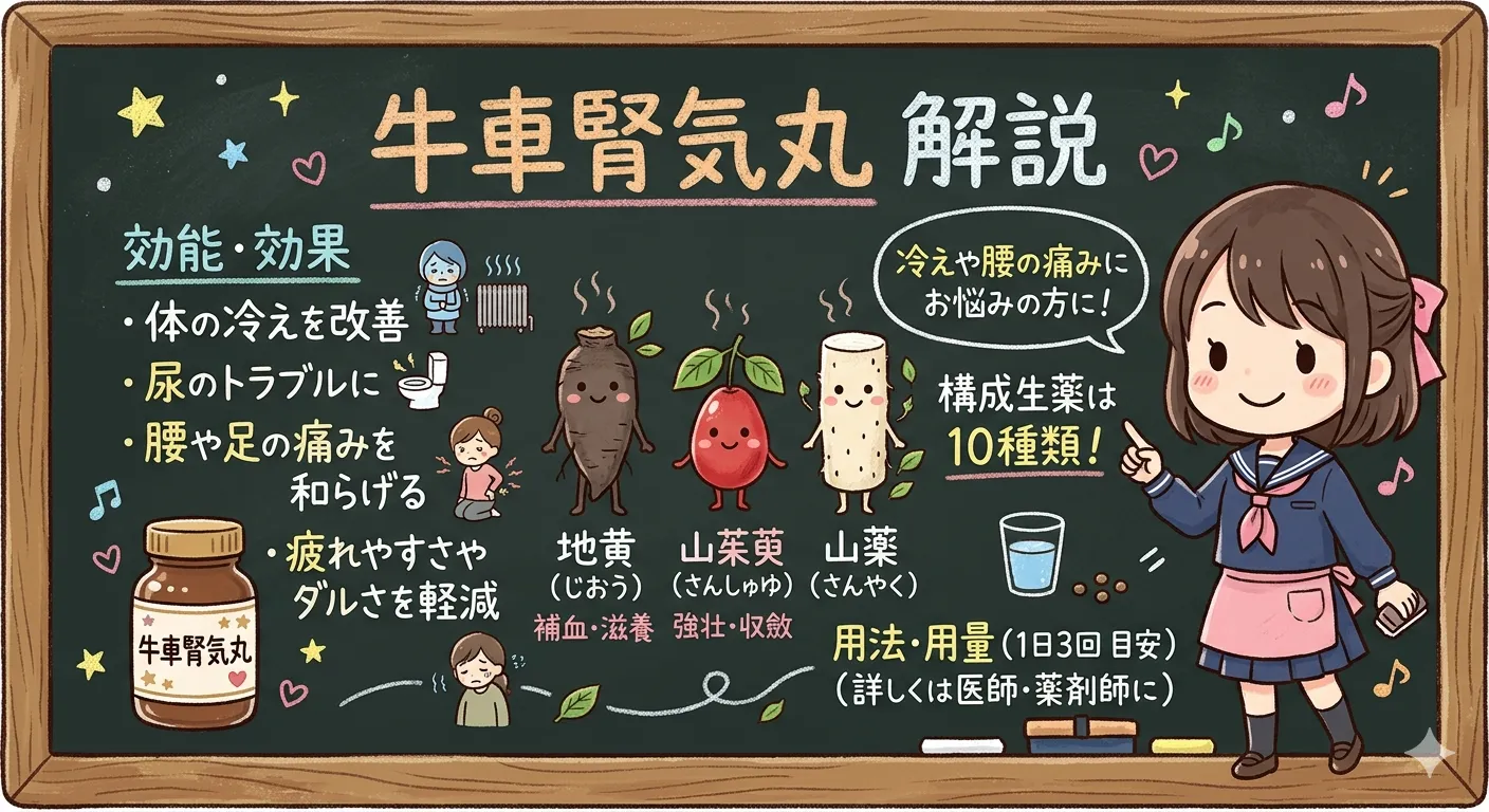 牛車腎気丸（ごしゃじんきがん）とは？むくみ・しびれ・頻尿に効く漢方を薬剤師が解説