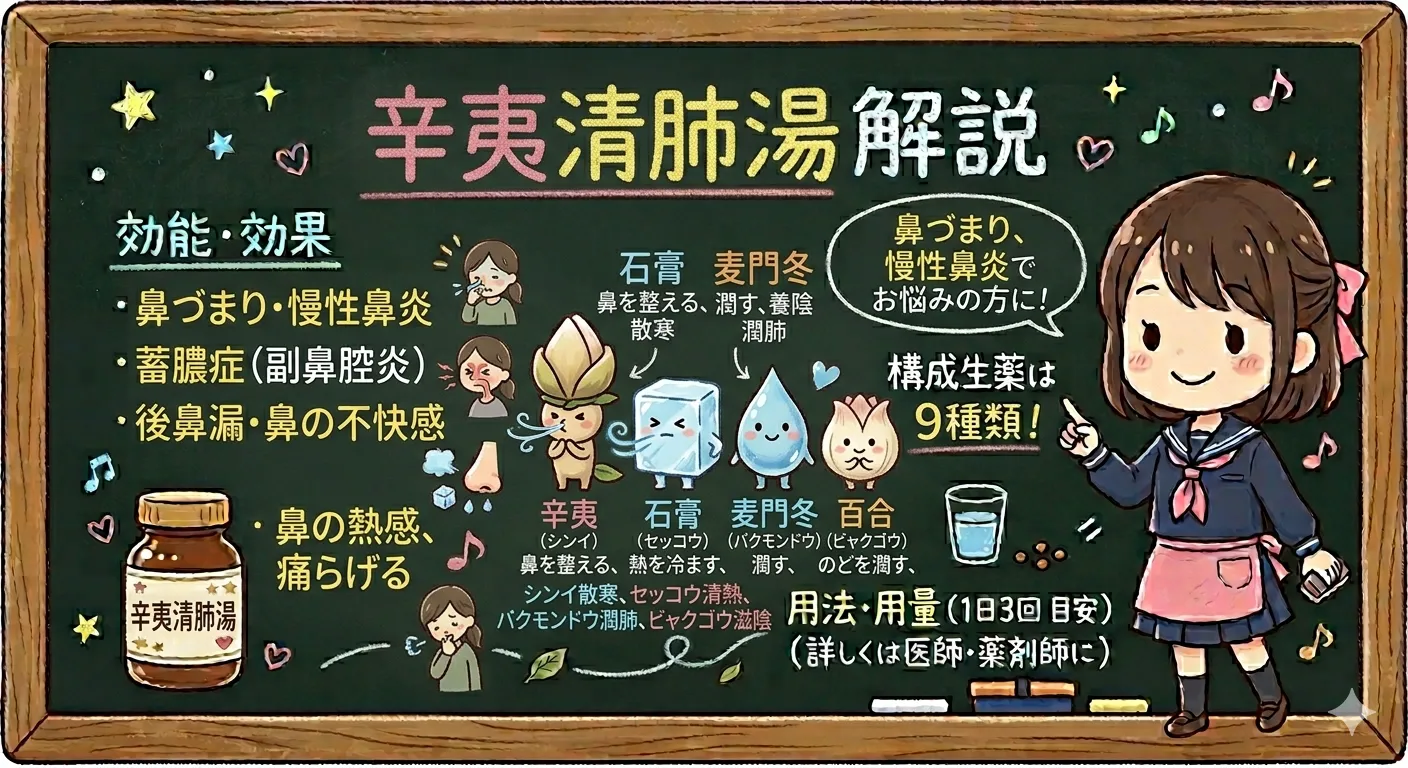 辛夷清肺湯（しんいせいはいとう）とは？鼻づまり・慢性鼻炎に効く漢方を薬剤師が解説